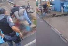 Criminosos sofrem acidente de moto após tiroteio com PMs na av. Autaz Mirim; veja!