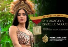 Isabelle Nogueira recebe medalha na ALE-AM por divulgar a cultura amazonense no BBB