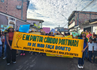 Escola Candido Portinari promove passeata “Faça Bonito” em prol da proteção de crianças e adolescentes contra a exploração sexual Foto: Reprodução